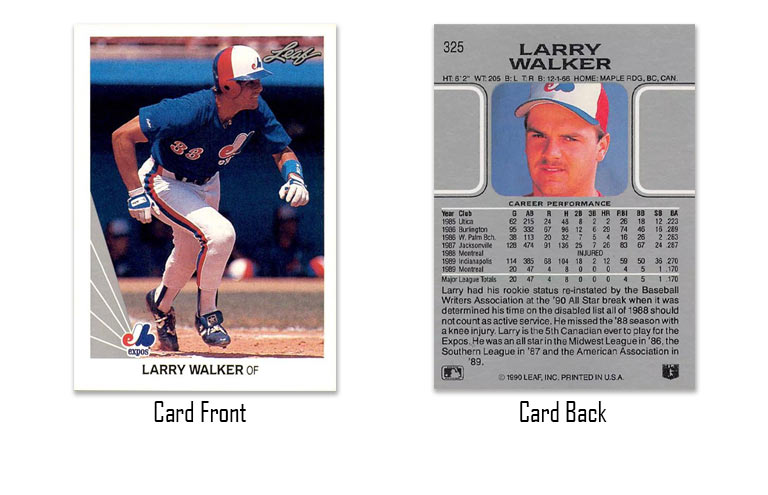 1990 Leaf baseball Larry Walker rookie card