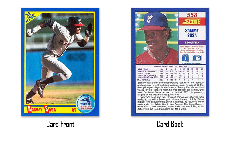 1990 Score Sammy Sosa rookie card