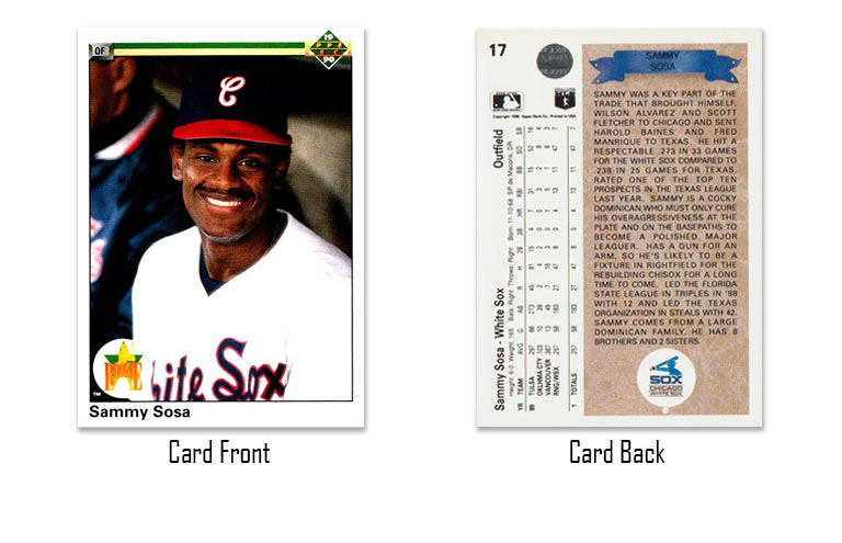 1990 Upper Deck Sammy Sosa rookie card