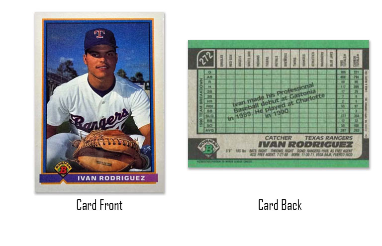 1991 Bowman Ivan Rodriguez rookie card