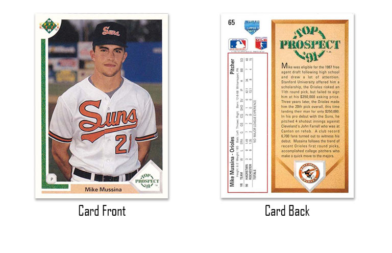 1991 Upper Deck Mike Mussina rookie card