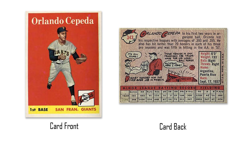 1958 Topps baseball Orlando Cepeda rookie card