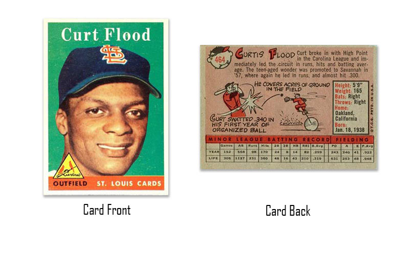 1958 Topps baseball Curt Flood rookie card