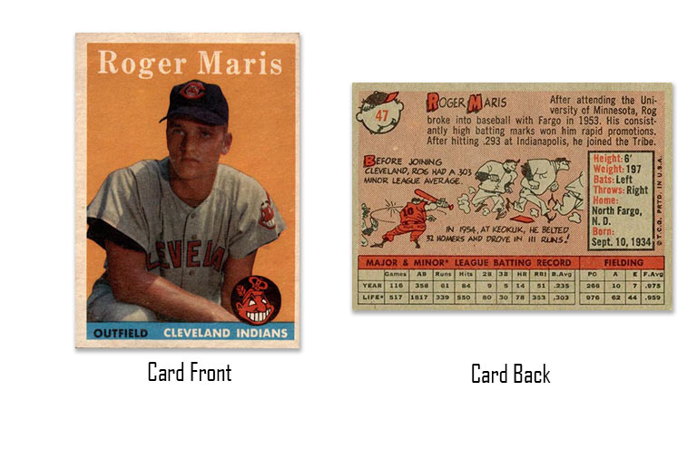 1958 Topps baseball Roger Maris rookie card