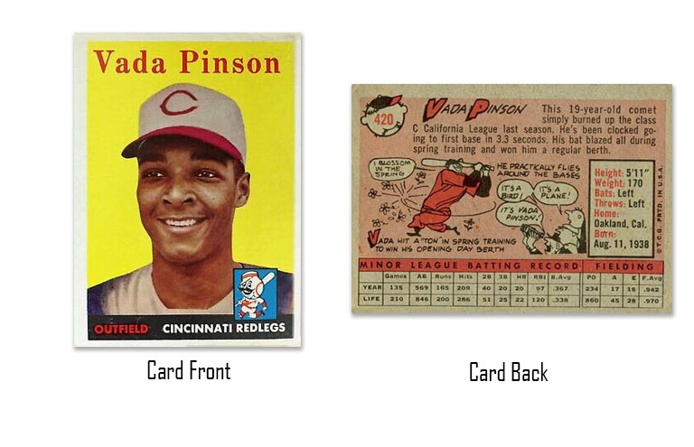 1958 Topps baseball Vada Pinson rookie card