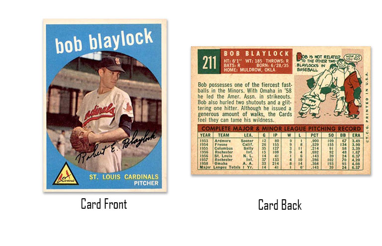 1959 Topps baseball Bob Blaylock rookie card
