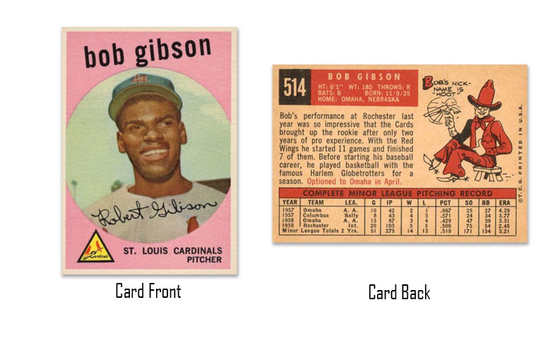 1959 Topps baseball Bob Gibson rookie card