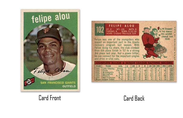 1959 Topps baseball Felipe Alou rookie card