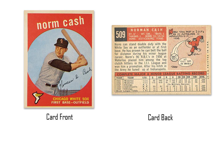 1959 Topps baseball Norm Cash rookie card