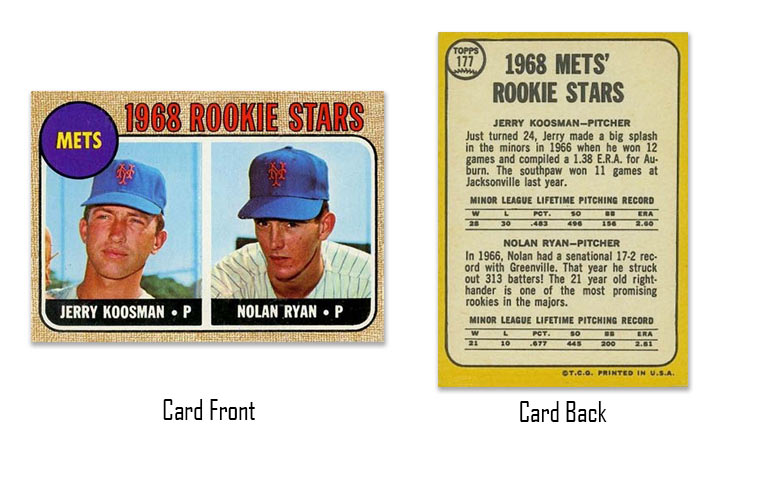 1968 Topps Nolan Ryan and Jerry Koosman rookie card