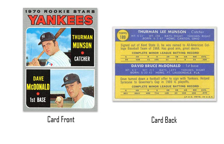 1970 Topps baseball Thurman Munson rookie card