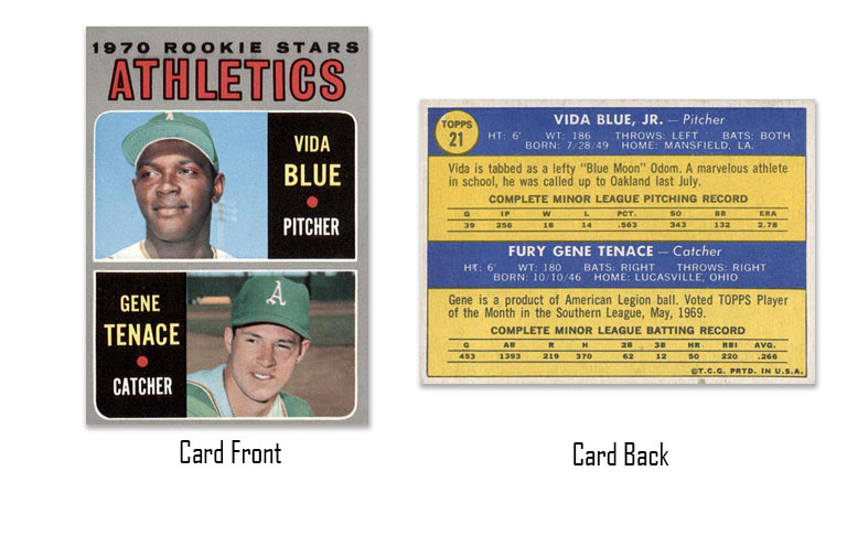 1970 Topps baseball Vida Blue rookie card
