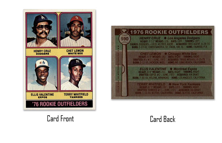 1976 Topps baseball Chet Lemon rookie outfielders card