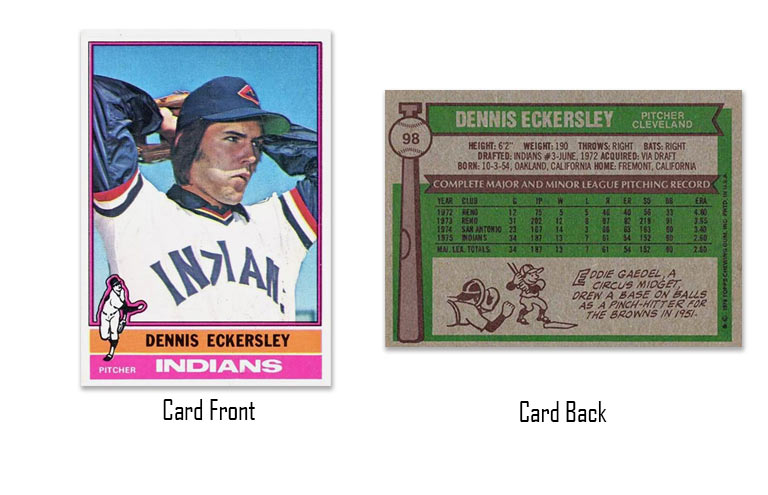 1976 Topps baseball Dennis Eckersley rookie card