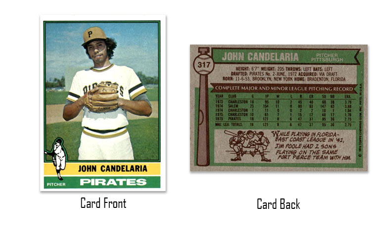 1976 Topps baseball John Candelaria rookie card