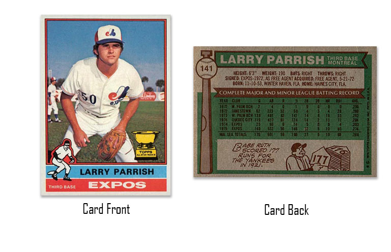 1976 Topps baseball Larry Parrish rookie card
