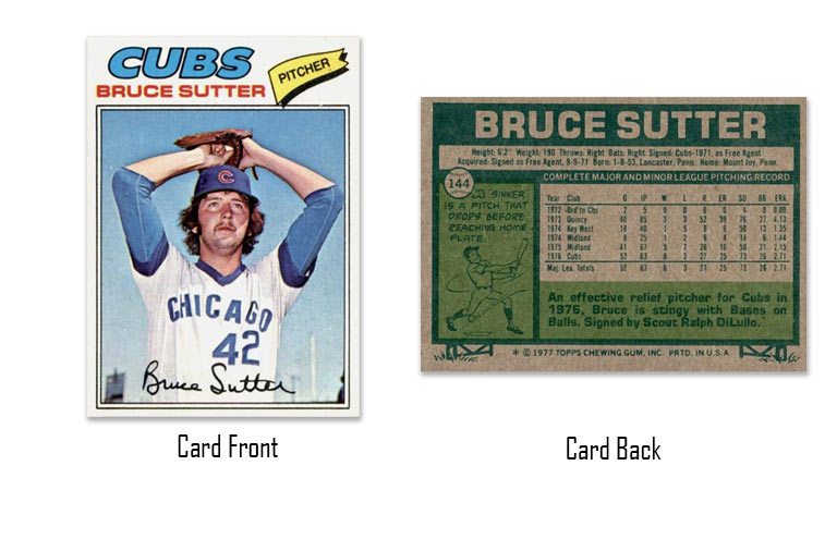 1977 Topps baseball Bruce Sutter rookie card