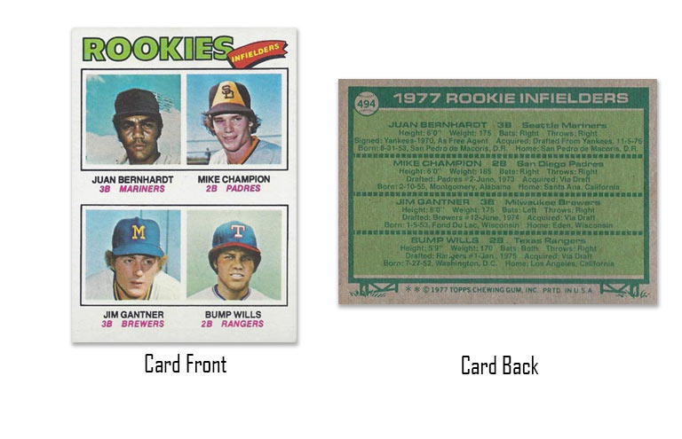 1977 Topps baseball Jim Gantner rookie infielders card