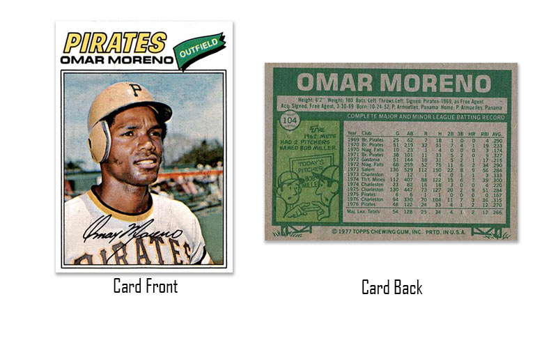 1977 Topps baseball Omar Moreno rookie card