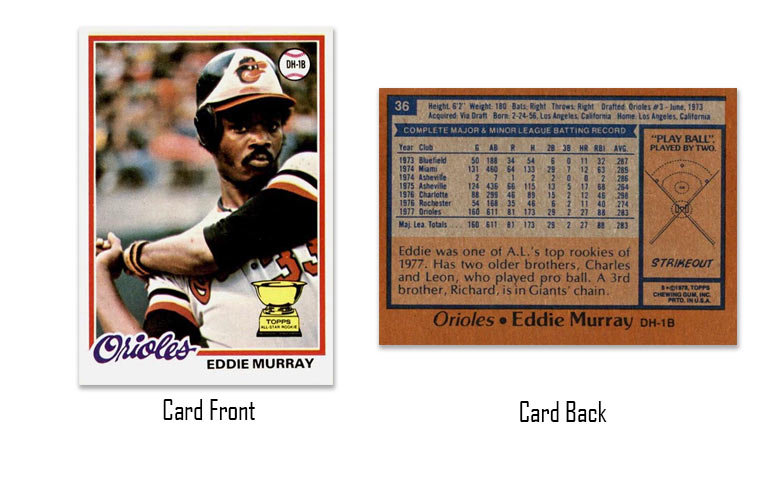 1978 Topps baseball Eddie Murray rookie card