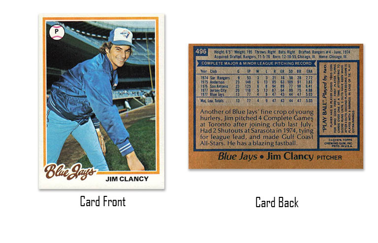 1978 Topps baseball Jim Clancy rookie card