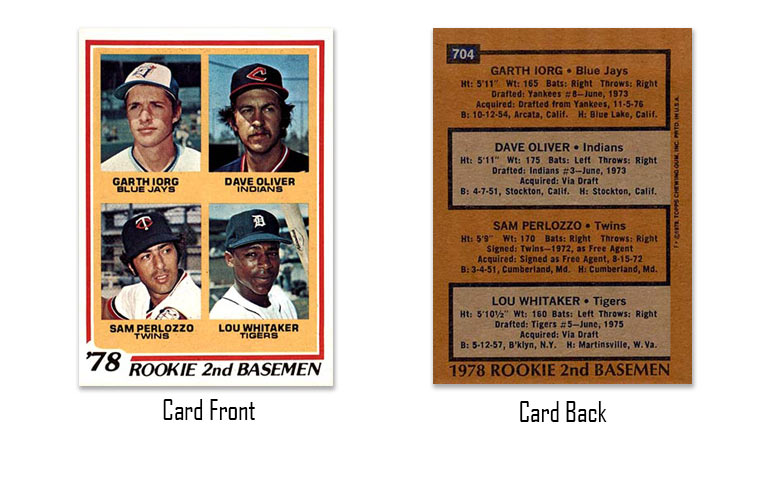 1978 Topps Lou Whitaker rookie 2nd basemen card