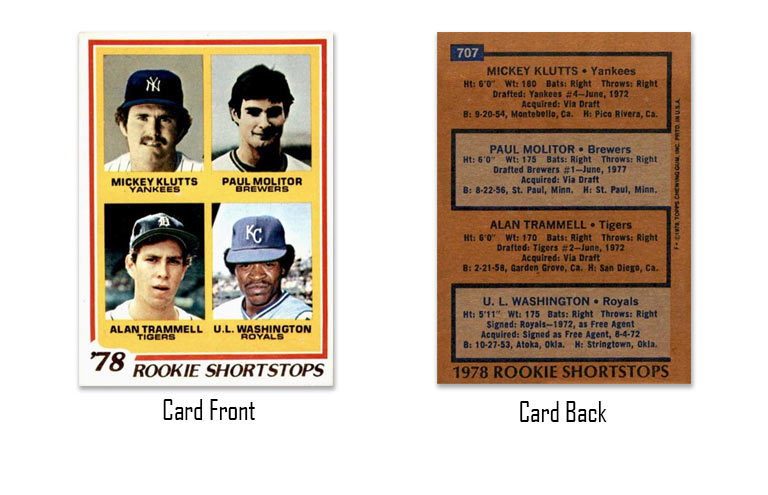 1978 Topps Paul Molitor and Alan Trammell rookie card