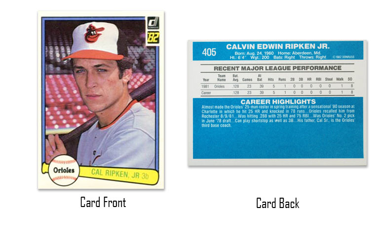 1982 Donruss Cal Ripken Jr. rookie card