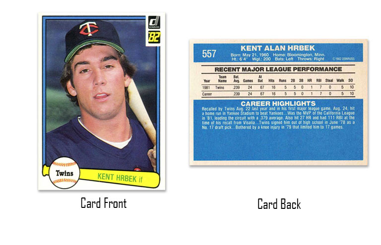 1982 Donruss Kent Hrbek rookie card