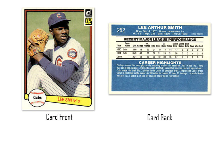 1982 Donruss Lee Smith rookie card