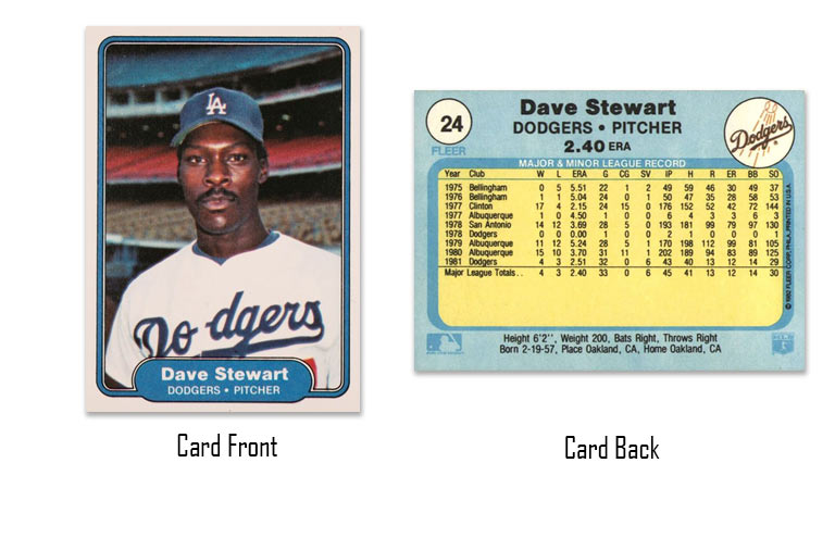 1982 Fleer baseball Dave Stewart rookie card