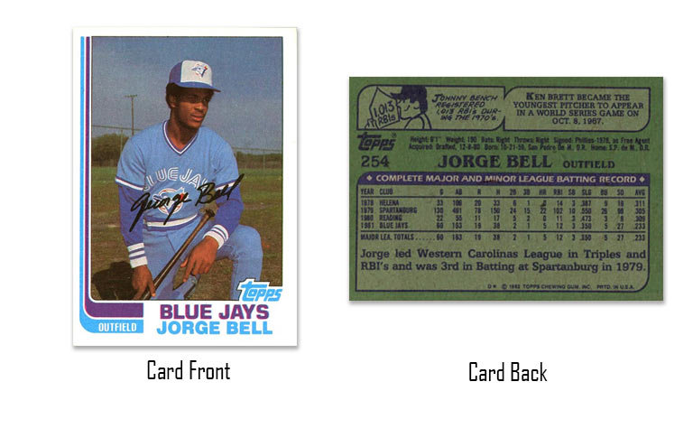 1982 Topps baseball George Bell rookie card