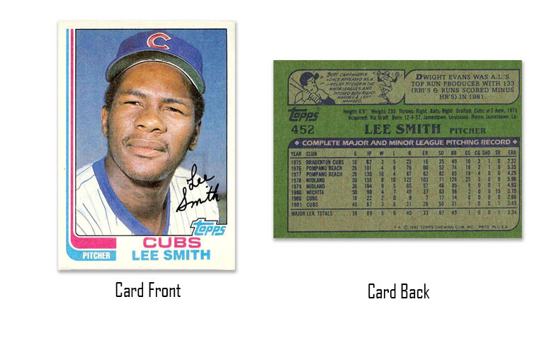 1982 Topps baseball Lee Smith rookie card