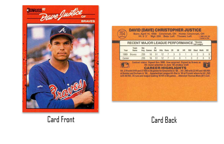 1990 Donruss Dave Justice rookie card