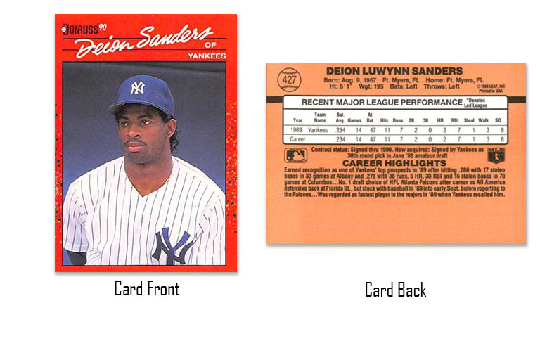 1990 Donruss Deion Sanders rookie card