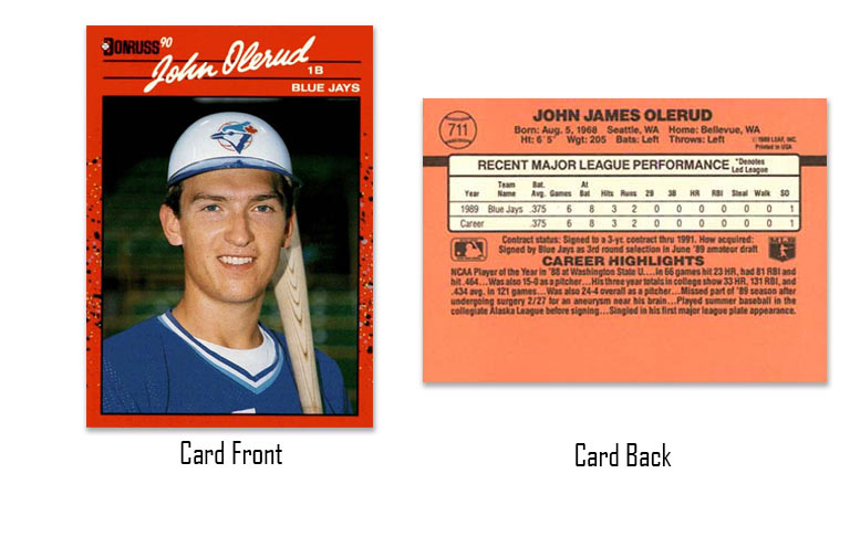 1990 Donruss John Olerud rookie card