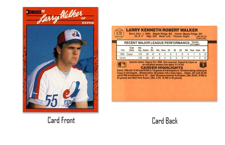 1990 Donruss Larry Walker rookie card