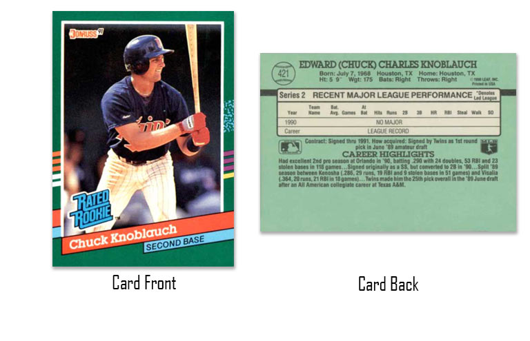 1991 Donruss Chuck Knoblauch rated rookie card