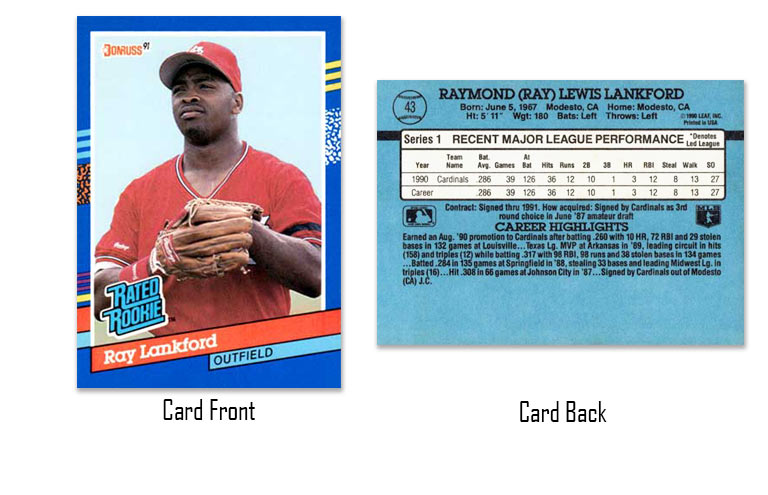 1991 Donruss Ray Lankford rated rookie card