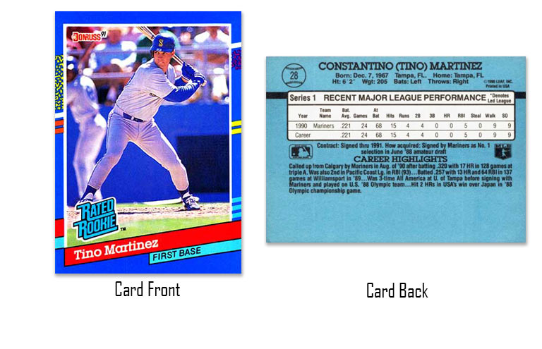 1991 Donruss Tino Martinez rated rookie card