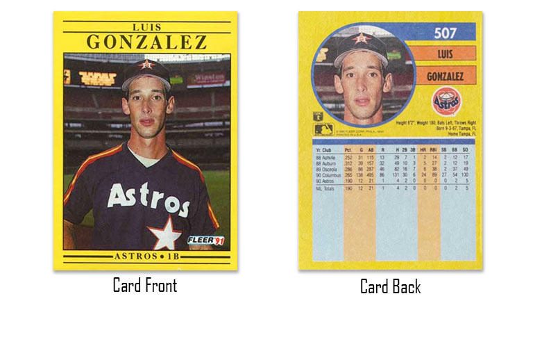 1991 Fleer Luis Gonzalez rookie card
