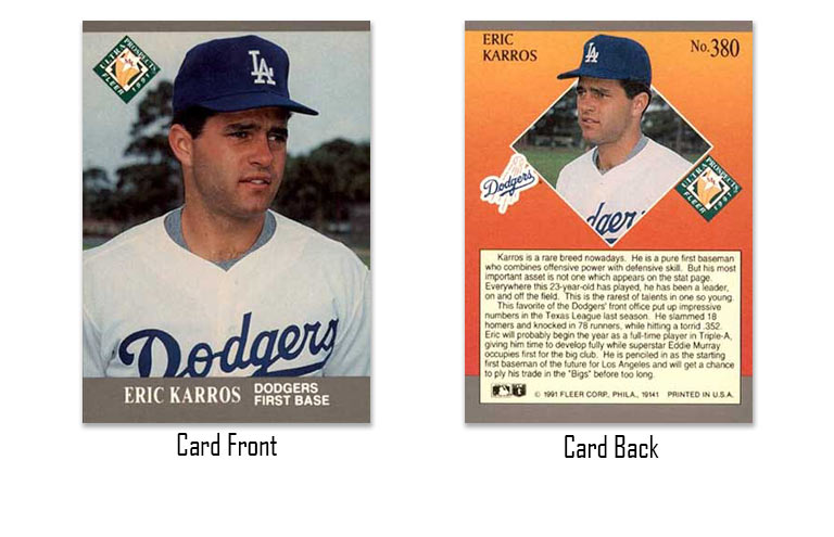 1991 Ultra baseball Eric Karros rookie card