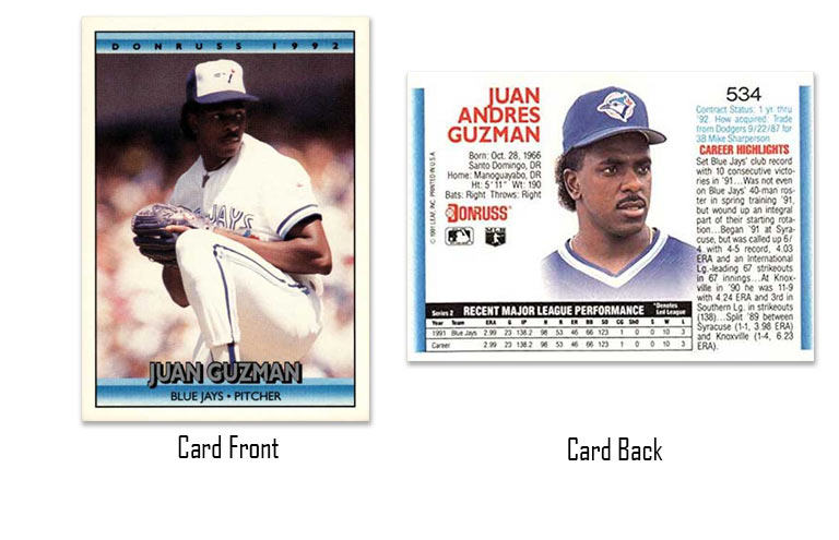 1992 Donruss Juan Guzman rookie card