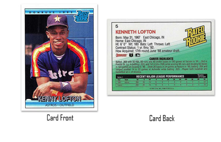 1992 Donruss Kenny Lofton "Rated Rookie" card
