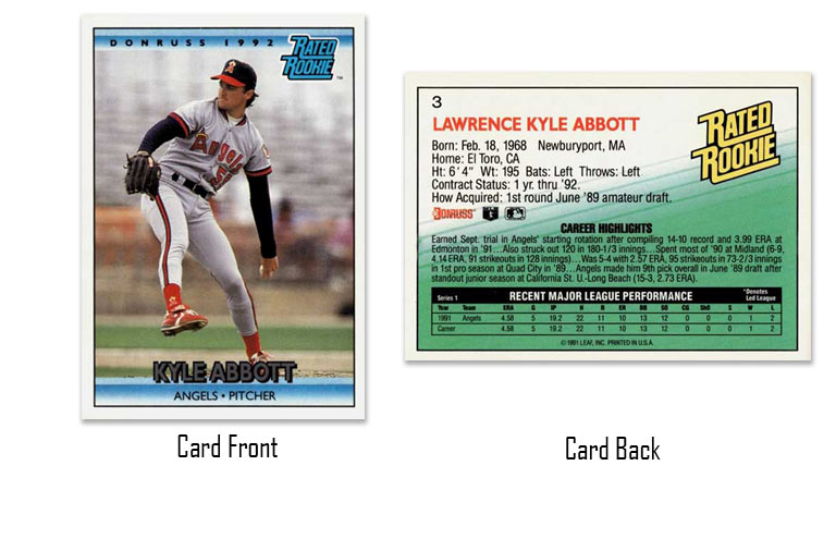 1992 Donruss Kyle Abbott "Rated Rookie" card