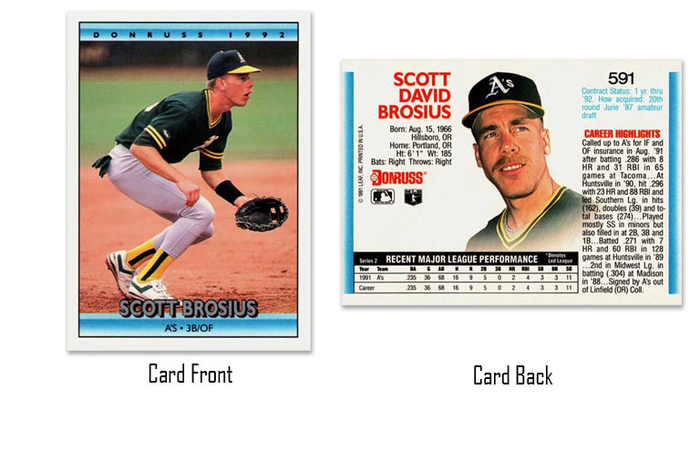 1992 Donruss Scott Brosius rookie card