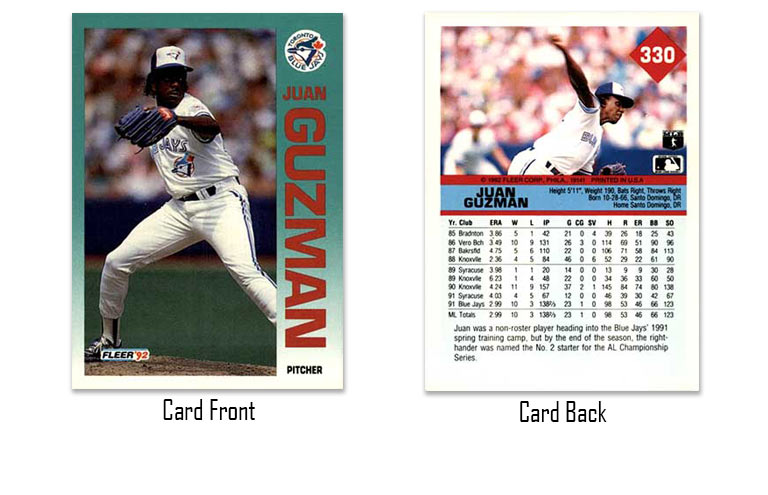 1992 Fleer baseball Juan Guzman rookie card