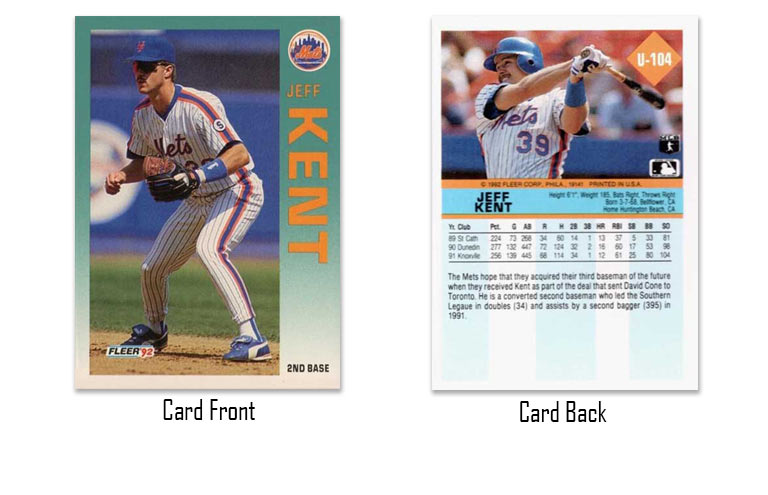 1992 Fleer Update Jeff Kent rookie card