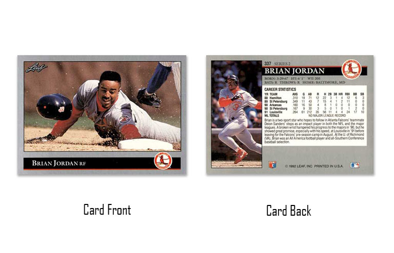 1992 Leaf baseball Brian Jordan rookie card