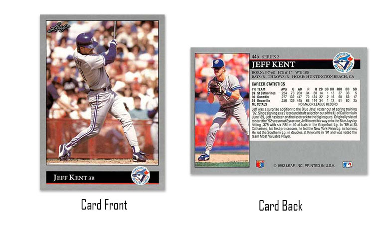 1992 Leaf baseball Jeff Kent rookie card